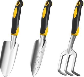 OEM Juego De Herramientas De Jardiner&iacute;a De Aluminio Resistente De 3 Piezas Que Incluye Una Paleta De Trasplante Y Un Rastrillo De Mano, Con Mango Ergon&oacute;mi