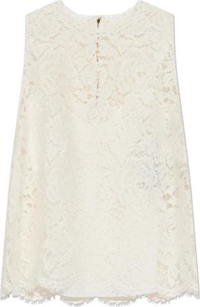 Dolce & Gabbana Kanten mouwloze top - Dames - Tops zonder mouwen - Wit - S - Katoen - Tops
