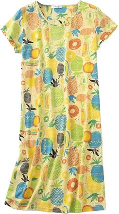 Generic Short Sleeve Cotton Nighties for Women - Soft Nightgown for Women Cartoon Printed Nightgown Homewear Womens Loose Fit Casual Pajamas Soft Nightgown fo