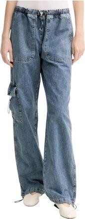 Moschino Cargo Denim Broek met Koord - Dames - Loose Fit Jeans - Blauw - XS - Denim - Jeans