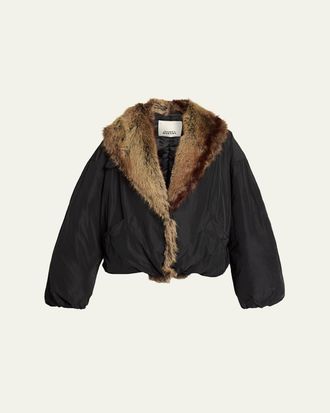 Isabel Marant Charone Short Parka with Faux Fur Lining