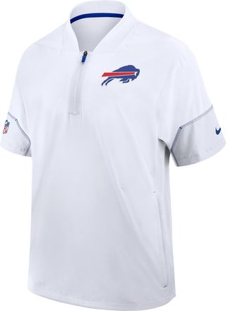 Nike Buffalo Bills Sideline Coach Nike Mens NFL 1/2-Zip Short-Sleeve Hooded Jacket in White | 03BO481M81-2J5
