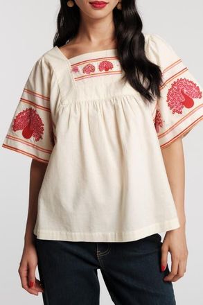 Frances Valentine Picnic Peacock Top in Oyster/multi at Nordstrom, Size X-Small