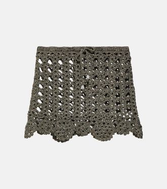 Ganni Crochet cotton-blend miniskirt