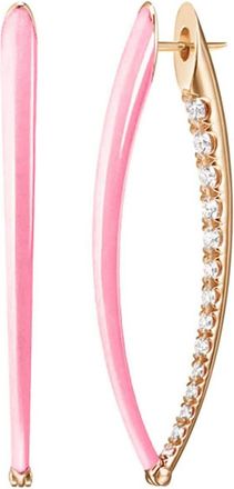 Melissa Kaye 18kt yellow gold Marissa Pink large Cristina diamond earrings - women - 18kt Yellow Gold - One Size