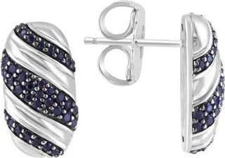 Effy Sterling Silver Pav&eacute; Black Spinel Oval Stud Earrings at Nordstrom Rack