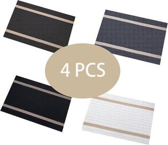 OEM Juego De 4 Manteles Individuales Tejidos, Resistentes Al Agua Y Al Calor, Lavables Y Duraderos, Mantel De Vinilo (45 X 30 Cm, Cuatro Colores)