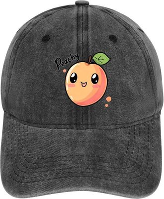 Generic Cute Peachy Baseball Cap for Men Women Adjustable Denim Cap Trucker Hat Charcoal-style