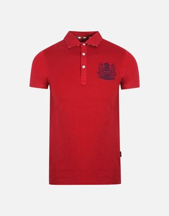Aquascutum Mens Aquascutum Aldis Crest Chest Logo Red Polo Shirt - Size: 36