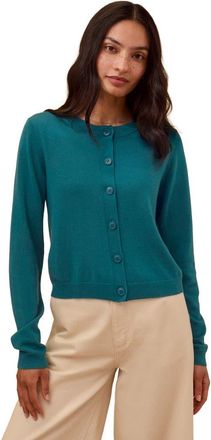 Celtic & Co. Fine Knit Merino Crew Neck Cardigan in Teal at Nordstrom, Size X-Large