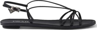 Prada Black Calfskin Strap-On Womens Sandals