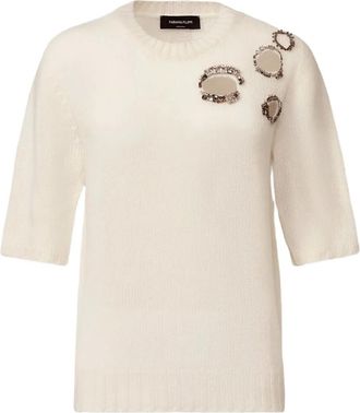 Fabiana Filippi jewel-embroidery cut-out sweater - women - Wool/Silk/Cashmere - 44 - Neutrals