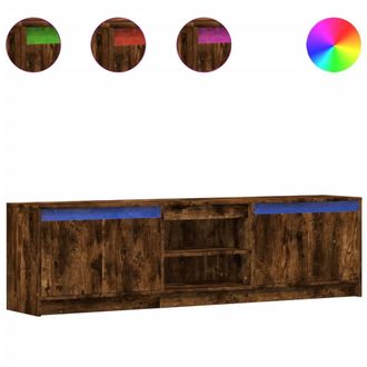 Berkfield Home TV Cabinet with LED Smoked Oak 180x34x50 cm Engineered Wood in Brown | Size: 180 x 34 x 50 cm