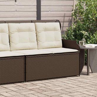 vidaXL vidaXL Panca Reclinabile da Giardino con Cuscini Marrone in Polyrattan