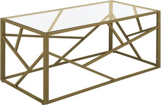 Beliani Beliani - Tavolino Rettangolare In Vetro Struttura Metallo Oro Lucido 50 X 100 Cm Orland