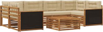 vidaXL Conjunto De Sof&aacute;s De Exterior 7 Uds. Natural Y Beige Poli&eacute;ster Vidaxl
