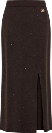 Yes-Zee Midi Rokken - Dames - Midirokken - Bruin - L - Pailletten - Rokken
