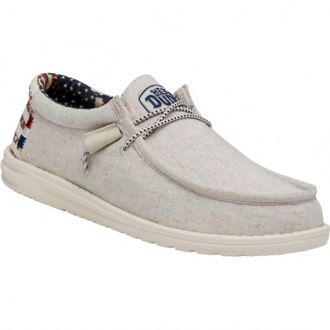 Hey Dude Mens Wally Comfort Shoes In Off White Patriotic