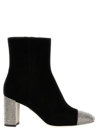 Rene Caovilla Black Leather Ankle Womens Boots