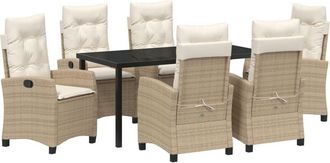 vidaXL Garden Dining Set 7 pcs Beige Poly Rattan Vidaxl