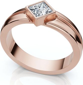 Pompeii3 Mens 3/8Ct Princess Cut Diamond Bezel Polished Wedding Ring 14k Gold Lab Grown