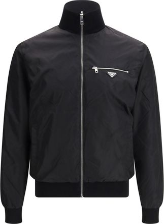 Prada Mens Reversible Wool And Re-Nylon Jacket Nero