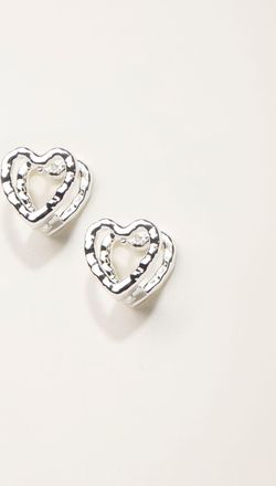 Fat Face FatFace Silver Tone Heart Huggie Earrings