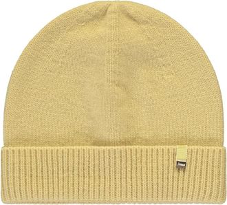 Herno Gebreide muts met logo-plaatje - Dames - Hoeden - Geel - ONE Size - Katoen - Accessoires