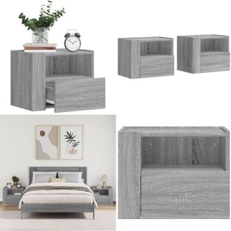 vidaXL Comodini a Muro 2 pz Grigio Sonoma 45x30x35 cm - Comodino da parete - Comodino da camera da letto