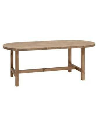 Deco Wood Mesa de comedor de madera maciza ovalada en tono envejecido 180x80cm