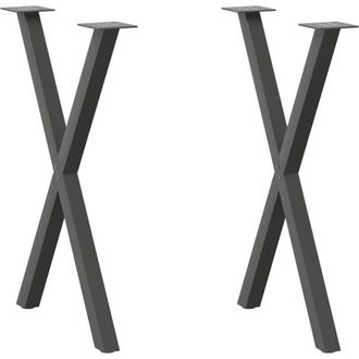 vidaXL Patas Para Mesa De Comedor En Forma De X (2 Unidades), Antracita, 50 X (72-73) Cm, Acero Vidaxl