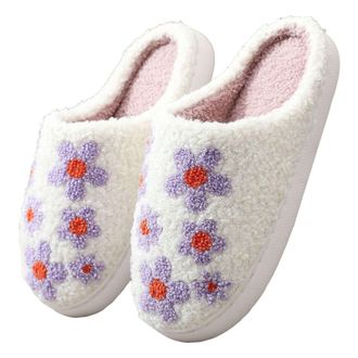 Generic Slippers for Women Fuzzy House Slip On Indoor Outdoor Bedroom Fleece Lined Cozy Slipper Winter Warm Soft Plush Cute Non-Slip Holiday Slippers Ladies C