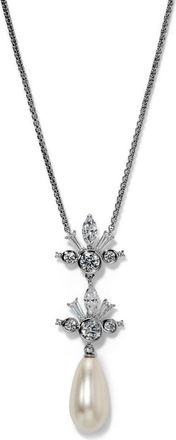 Nadri Undersea Imitation Pearl Teardrop Pendant Necklace in Rhodium at Nordstrom