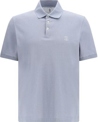 Brunello Cucinelli Blue Cotton Polo Mens Shirt
