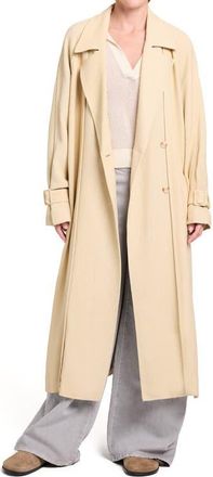 TWP Unfinished Business Double Breasted Trench Coat in Moonlight at Nordstrom, Size Petite