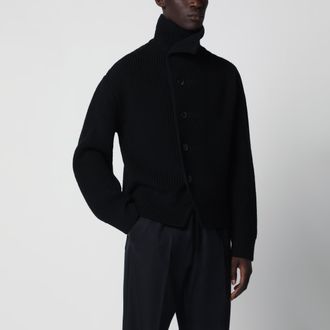 Dries Van Noten Black waffle-knit wool cardigan