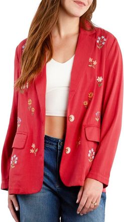 BILLY T Wild Blossom Embroidered Blazer in Poppy Red at Nordstrom, Size X-Small