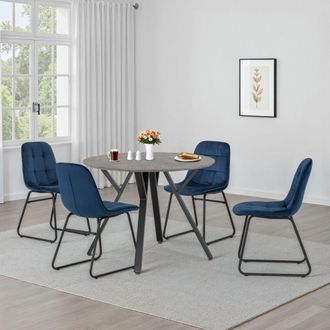 Seconique Athens Round Dining Set with Lukas Chairs in Blue