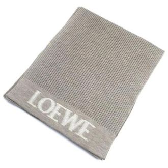 Loewe Pre-owned Scarves, female, Beige, Size: ONE SIZE Pre-owned Wool Scarf