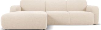 MICADONI Sofá esquinero izquierdo 4 plazas de tejido bouclé beige