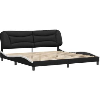 vidaXL Vidaxl - Cama Sin Colch&oacute;n Cuero Sint&eacute;tico Negro Blanco 200x200 Cm