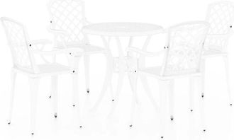 vidaXL 5 Piece Bistro Set Cast Aluminium White vidaXL