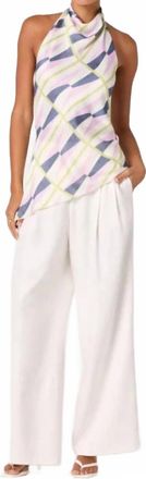 Astr Bristol Draped Halter Top In Blue Lilac Multi