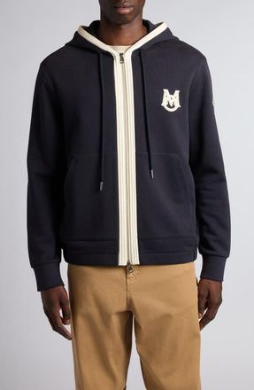 Moncler Cotton Zip-Up Hoodie in Black at Nordstrom, Size Xxx-Large