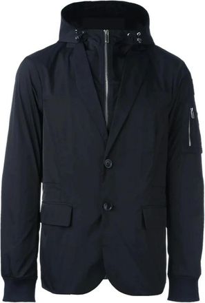 Emporio Armani Jassen, Heren, Blauw, L, Leer, Zip Up Blazer