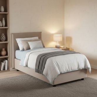 Dmora Dmora - Cama Individual Daugell, Cama Contenedor Con Revestimiento De Tela, 100% Made In Italy, Apertura Lateral, Con Colch&oacute;n Cm 80x190 Incluido, T&oacute;rt