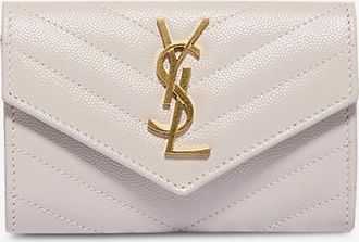 Saint Laurent Brieftasche aus Grain de Poudre-Leder Cassandre Small