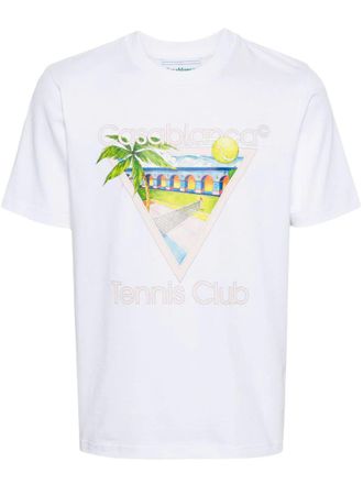 Casablanca Mens Tennis Club Icon Printed T-Shirt in White Cotton - Size Large