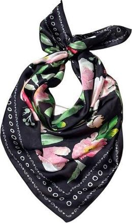 Nicole Miller Floral Satin Scarf in Black at Nordstrom Rack