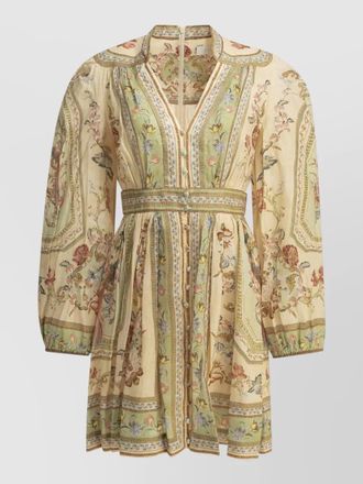Zimmermann roselight floral dress long sleeves pleated